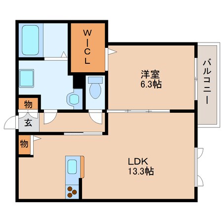 生駒駅 徒歩10分 1階の物件間取画像